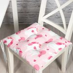 - Pofi-941-Gorsel - Realhomes  Pembe Zeminde Sevimli Unicorn Motifli Özel Tasarım Dijital Baskılı Modern Pofuduk Sandalye Minderi Realhomes