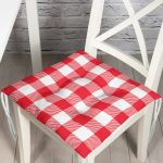 - Pofi-9410-Gorsel - Realhomes  Kırmızı Ekose Tasarımlı Dijital Baskılı Modern Pofuduk Sandalye Minderi Realhomes