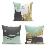 3'lü Renkli Soyut Çizimli Dekoratif Yastık Kırlent Kılıf Seti Realhomes