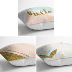 - Rh-K3luset324-1 - Realhomes 3'lü Gold Detaylı Soyut Çizimli Dekoratif Yastık Kırlent Kılıf Seti Realhomes