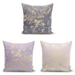 - Rh-K3luset327 - Realhomes 3'lü Gold Detaylı Mermer Desenli Modern Yastık Kırlent Kılıf Seti Realhomes