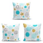 3'lü Beyaz Zeminli Renkli Puantiye Desenli Modern Yastık Kırlent Kılıf Seti Realhomes