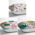 - Rh-K3luset330-1 - Realhomes 3'lü Renkli Çizimli Bohem Motifli Modern Yastık Kırlent Kılıf Seti Realhomes