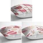 - Rh-K3luset334-1 - Realhomes  3'lü Beyaz Zeminli Renkli Onedraw Çizimli Modern Yastık Kırlent Kılıf Seti Realhomes