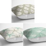 - Rh-K3luset335-1 - Realhomes 3'lü Renkli Zemin Üzerinde Deniz Yıldızı Desenli Modern Yastık Kırlent Kılıf Seti Realhomes