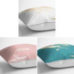 - Rh-K3luset337-1 - Realhomes  3'lü Renkli Zeminli Mermer Motifli Modern Yastık Kırlent Kılıf Seti Realhomes