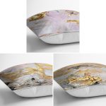 - Rh-K3luset339-1 - Realhomes 3'lü Renkli Zeminli Gold Detaylı Mermer Desenli Modern Yastık Kırlent Kılıf Seti Realhomes