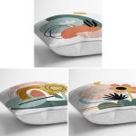 3'lü Beyaz Zemin Üzerinde Renkli Onedraw Çizimli Modern Yastık Kırlent Kılıf Seti Realhomes