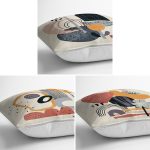 - Rh-K3luset344-1 - Realhomes 3'lü Beyaz Zemin Üzerinde Renkli Onedraw Çizimli Modern Yastık Kırlent Kılıf Seti Realhomes