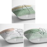 - Rh-K3luset346-1 - Realhomes 3'lü Beyaz Zemin Üzerinde Renkli Onedraw Çizimli Yaprak Desenli Modern Yastık Kırlent Kılıf Seti Realhomes