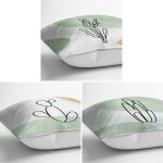 3'lü Beyaz Zemin Üzerinde Renkli Onedraw Çizimli Ağaç Motifli Modern Yastık Kırlent Kılıf Seti Realhomes