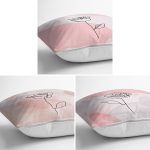 - Rh-K3luset350-1 - Realhomes 3'lü Renkli Zemin Üzerinde Onedraw Çizimli Gül Desenli Modern Yastık Kırlent Kılıf Seti Realhomes