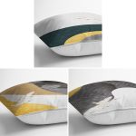 - Rh-K3luset352-1 - Realhomes 3'lü Renkli Zemin Üzerinde Geometrik Çizimli Modern Yastık Kırlent Kılıf Seti Realhomes