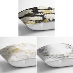 - Rh-K3luset354-1 - Realhomes  3'lü Renkli Zemin Üzerinde Mermer Ve Gül Desenli Modern Yastık Kırlent Kılıf Seti Realhomes