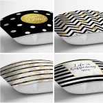 Realhomes Gold Yazılı Geometrik Desenli 4'lü Dekoratif Modern Yastık Kırlent Kılıfı Realhomes