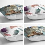 - Rh-K4luSet228-1 - Realhomes Realhomes Kuş ve Tüy Kombinli Modern 4'lü Dekoratif Yastık Kırlent Kılıfı Realhomes