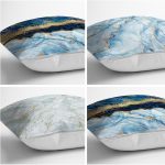 Realhomes Mavi Mermer Kombinli 4'lü Yastık Kırlent Kılıfı Realhomes