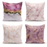 - Rh-K4luSet235 - Realhomes Realhomes Renkli Mermer Kombinli 4'lü Yastık Kırlent Kılıfı Realhomes