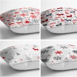 - Rh-K4luSet237-1 - Realhomes Realhomes Beyaz Zeminli Yılbaşı Konseptli 4'lü Yastık Kırlent Kılıfı Realhomes