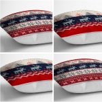 - Rh-K4luSet239-1 - Realhomes Realhomes Geyik Desenli Yılbaşı Temalı 4'lü Dekoratif Yastık Kırlent Kılıfı Realhomes