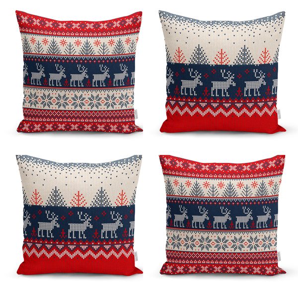 - Rh-K4luSet239 - Realhomes  3'lü Renkli Zemin Üzerinde Onedraw Çizimli Modern Yastık Kırlent Kılıf Seti Realhomes