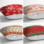 - Rh-K4luSet243-1 - Realhomes Realhomes Merry Christmas Temalı Konsept 4'lü Yastık Kırlent Kılıfı Realhomes