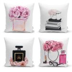 - Rh-K4luSet247 - Realhomes Realhomes 4'lü Parfüm Desenli Kombin Kırlent Kılıfı Realhomes