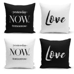 Realhomes Yesterday Now Tomorrow & Love Kombin 4'Lü Kırlent Kılıfı Realhomes