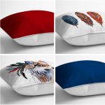 - Rh-K4luSet249-1 - Realhomes  Realhomes Modern Renkli Tüy Motifli Dekoratif 4'lü Kırlent Yastık Kılıfı Realhomes