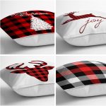 - Rh-K4luSet250-1 - Realhomes  Realhomes Yılbaşı Temalı Ekoseli 4'lü Modern Yastık Kırlent Kılıfı Realhomes