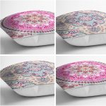 Realhomes Renkli Mandala Motifli 4'lü Dekoratif Yastık Kırlent Kılıfı Realhomes