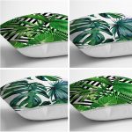 - Rh-K4luSet255-1 - Realhomes Realhomes Tropikal Yaprak Desenli 4'lü Modern Yastık Kırlent Kılıfı Realhomes