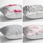 - Rh-K4luSet257-1 - Realhomes Realhomes Gri ve Pembe Renklerin Uyumu Konseptli 4'lü Modern Yastık Kırlent Kılıfı Realhomes