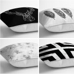 - Rh-K4luSet260-1 - Realhomes Realhomes Siyah Beyaz Renkli 4'lü Konsept Yastık Kırlent Kılıfı Realhomes