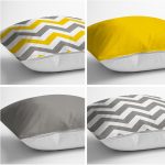 - Rh-K4luSet261-1 - Realhomes Realhomes Sarı ve Grinin Uyumlu 4'lü Kombin Yastık Kırlent Kılıfı Realhomes