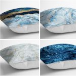 - Rh-K4luSet262-1 - Realhomes Realhomes Mavi Mermer Kombinli 4'lü Yastık Kırlent Kılıfı Realhomes