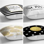 Realhomes Altın Varaklı Modern Konseptli 4'lü Yastık Kırlent Kılıfı Realhomes