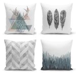 - Rh-K4luSet264 - Realhomes Realhomes Dijital Baskılı Dekoratif 4'lü Yastık Kırlent Kılıfı Realhomes