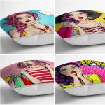 - Rh-K4luSet270-1 - Realhomes  Realhomes 4'lü Fashion Girl Konseptli Dekoratif Yastık Kırlent Kılıfı Realhomes