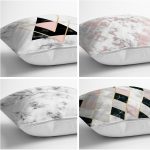 Realhomes Geometrik Desenli Mermer Zemin Motifli 4'lü Modern Yastık Kırlent Kılıfı Realhomes