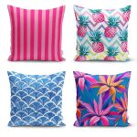 - Rh-K4luSet276 - Realhomes  Realhomes Dijital Baskılı Dekoratif 4'lü Yastık Kırlent Kılıfı Realhomes