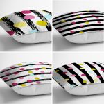 4'lü Renkli Puantiye Motifli Dijital Baskılı Modern Yastık Kırlent Kılıf Seti Realhomes