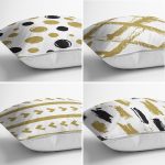 - Rh-K4luSet704-1 - Realhomes 4'lü Puantiye ve Fırça Darbeli Konseptli Dekoratif Yastık Kırlent Kılıfı Seti Realhomes