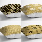 4'lü Özel Gold Tasarımlı Dijital Baskılı Modern Yastık Kırlent Kılıf Seti Realhomes