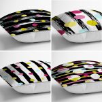 4'lü Renkli Puantiye Motifli Dijital Baskılı Modern Yastık Kırlent Kılıf Seti Realhomes