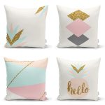 4'lü Soft Renkli Özel Tasarım Dekoratif Yastık Kırlent Kılıf Seti Realhomes