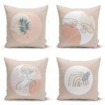 - Rh-K4luSet711 - Realhomes 4'lü Bohem Tasarımlı Dijital Baskılı Dekoratif Yastık Kırlent Kılıfı Seti Realhomes