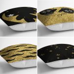 - Rh-K4luSet712-1 - Realhomes 4'lü Yılbaşı Konseptli Altın Varaklı Özel Tasarım Modern Yastık Kırlent Kılıf Seti Realhomes