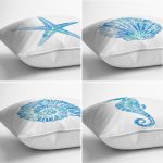 4'lü Deniz Canlıları Konseptli Dekoratif Yastık Kırlent Kılıf Seti Realhomes