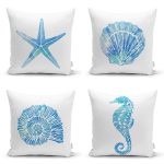 4'lü Deniz Canlıları Konseptli Dekoratif Yastık Kırlent Kılıf Seti Realhomes